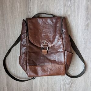 Brown Leather Convertible Backpack/Crossbody